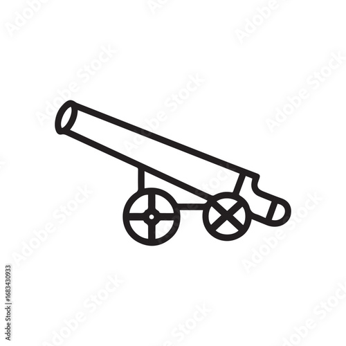 A cannon icon black and white drawing