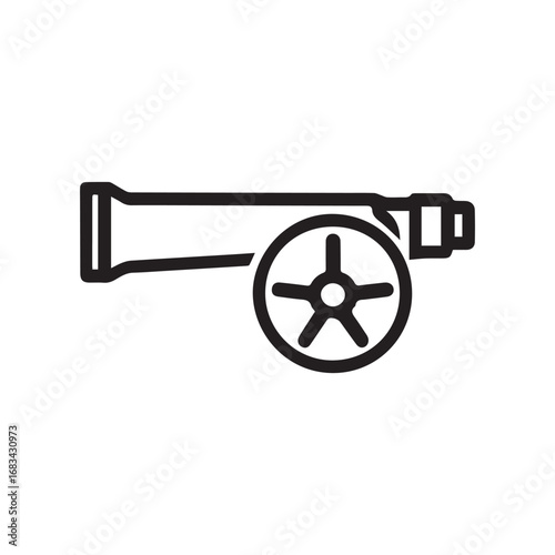 A cannon black and white drawing