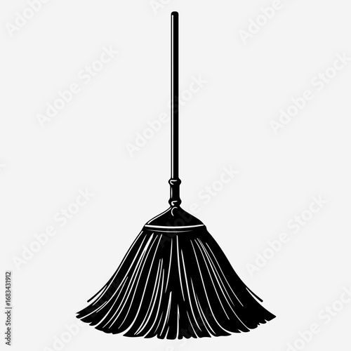 Mop Silhouette Simple Flat Black Icon Set, Mop Drawing Minimalist Isolated Graphic Vector Design