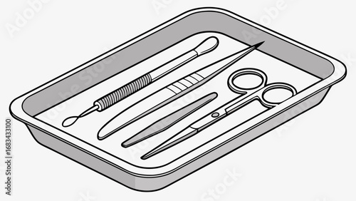 surgical tray with tools