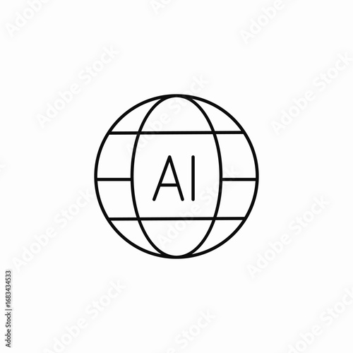 ai on globe icon sign vector