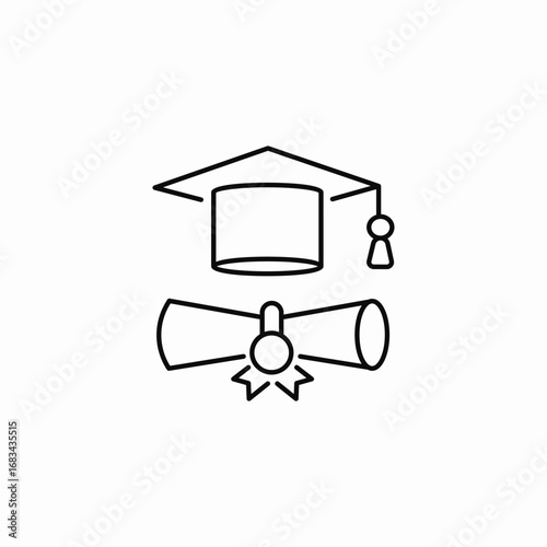 diploma with cap icon sign vector