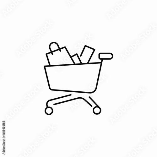 full shopping cart bags  icon sign vector