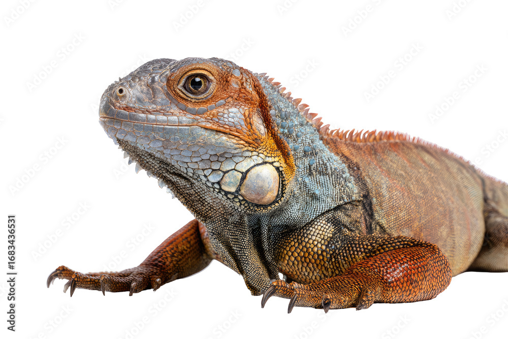 Fototapeta premium Close-up profile view of a colorful iguana