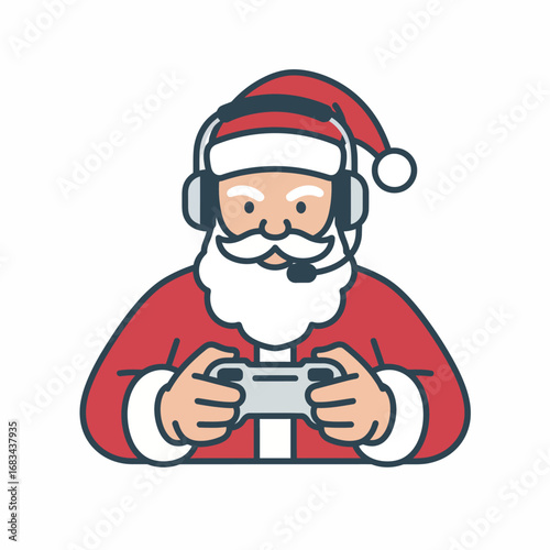 Contemporary Flat Santa Icon for Seamless Holiday Digital Marketing & Festive E-commerce Promotions