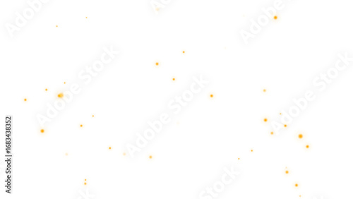 fire dust particles over transparent background overlay, Flying Gold Snow Particles transparent background in png format. 3d render of fire embers, Gold Dust isolated on white background
