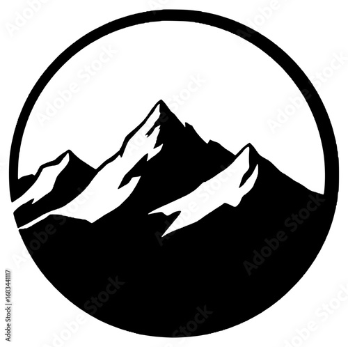 Snowy peaked mountain logo
