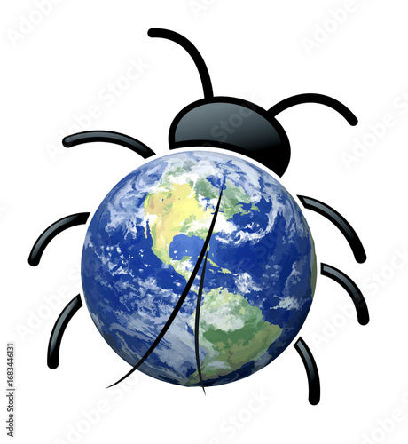 Symbol of the globe and the beetle.