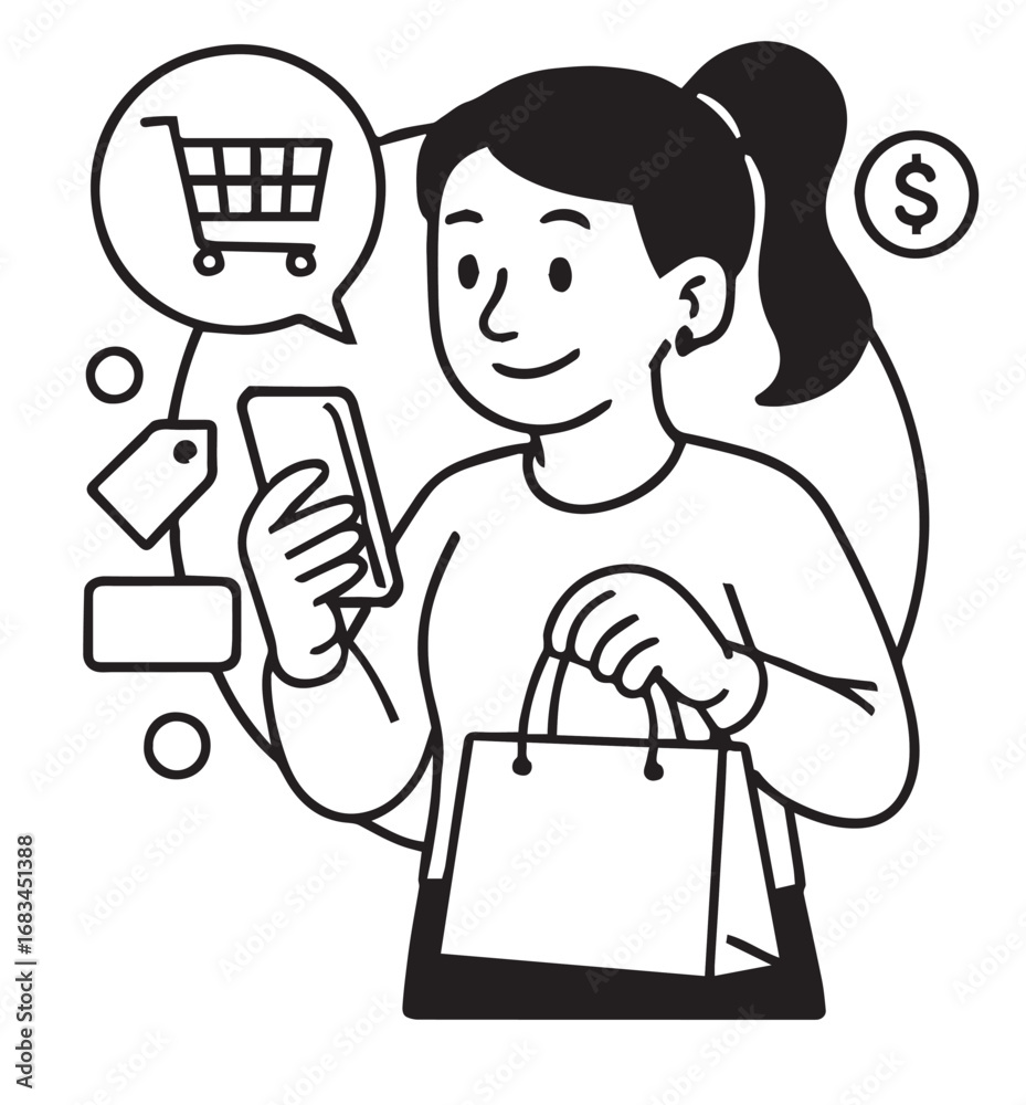 Young woman shopping online with smartphone_01 Young woman shopping online with smartphone_01