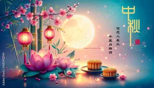 Moonlit Harmony: A Mid-Autumn Celebration
Translation: May we live long and share the beauty of the moon, even if we are thousands of miles apart.