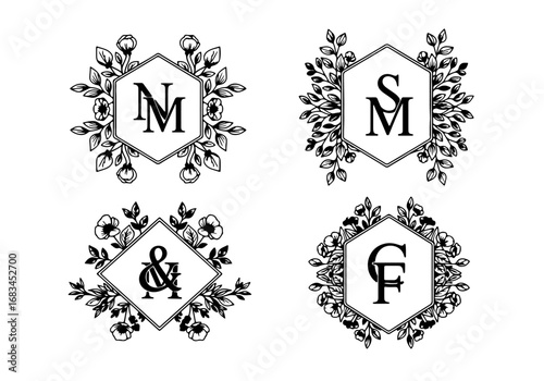 Ornate vintage frames set. Classic calligraphic swirls, floral motifs and decorative borders. Royal design for wedding invitation and greeting card. Outline vector illustration isolated on background