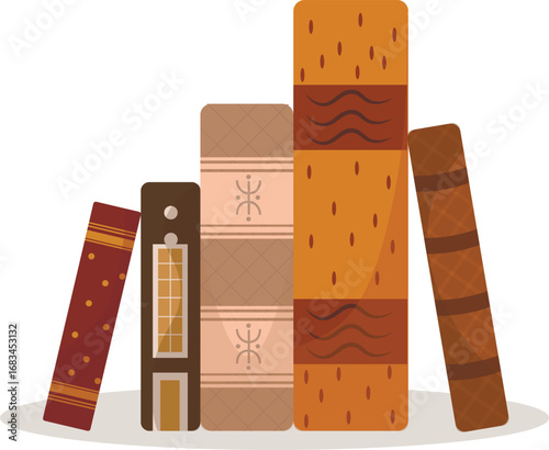 Reading set with books. Bookstore, library, book lover, bibliophile, education concept. Magic and ancient books. Vector illustration for poster, banner, website, advertisement.