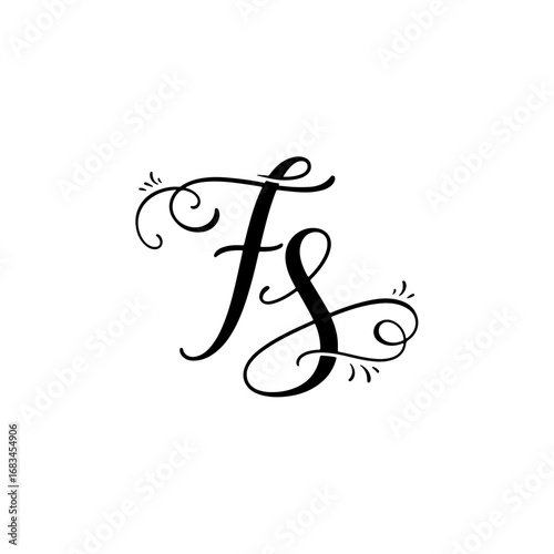 FS Monogram logo, Minimalist Typographic Line Monogram Logo, FS Wedding monogram log