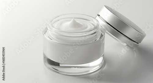 Wallpaper Mural Luxurious Moisturizing Cream in a Clear Glass Jar with a Silver Lid Offering Deep Hydration and Rejuvenation for Youthful Radiant Skin Torontodigital.ca