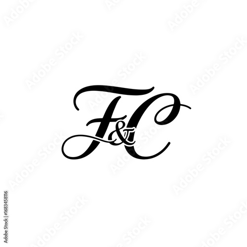 F&C Monogram logo, Minimalist Typographic Line Monogram Logo, FC Wedding monogram logo