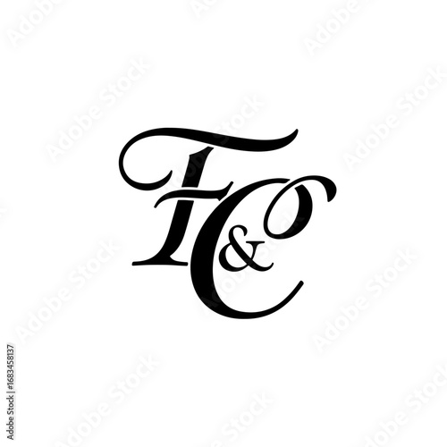 F&C Wedding Monogram Logo, FC Typography Initial Letter Brand Logo