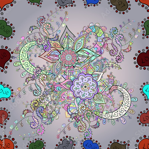 seamless Floral Pattern in vector illustration Flowers on pleasant colors in watercolor style.