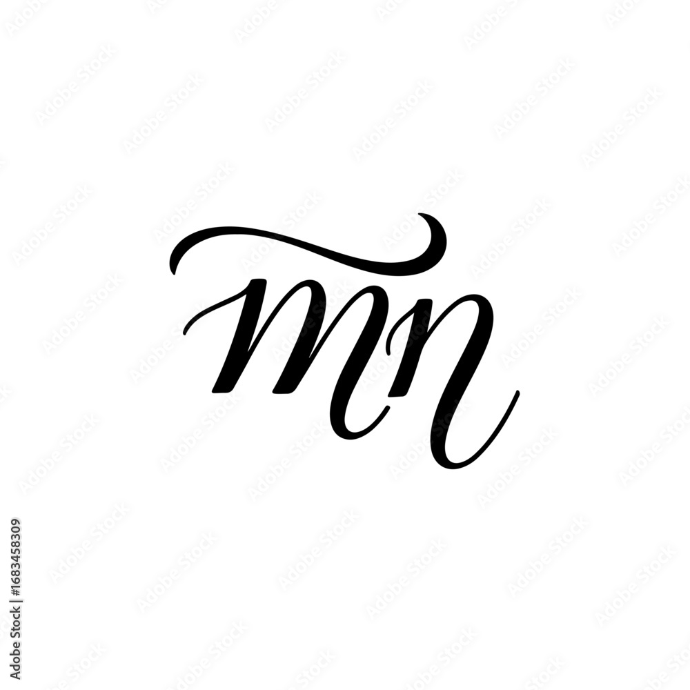 Fototapeta premium M&N Monogram logo, Minimalist Typographic Line Monogram Logo, MN Wedding monogram logo