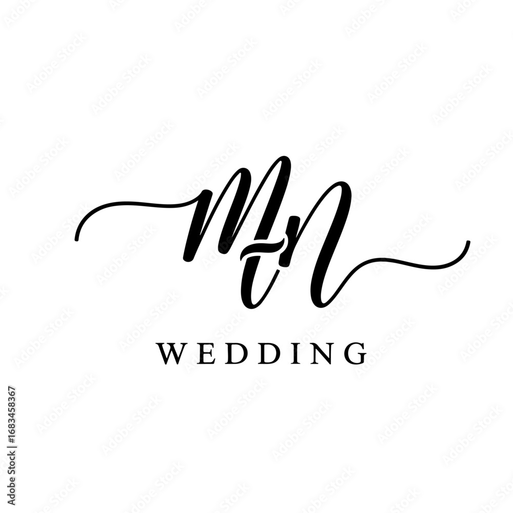 Fototapeta premium M&N Monogram logo, Minimalist Typographic Line Monogram Logo, MN Wedding monogram logo