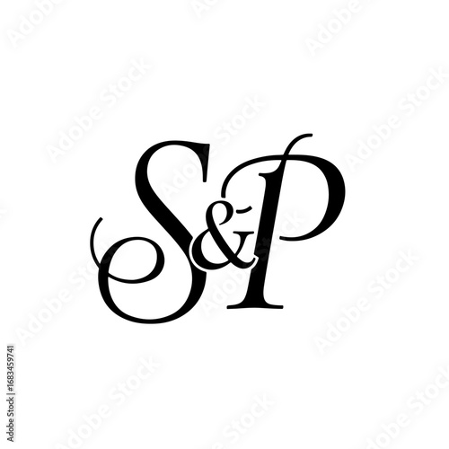 D&P Monogram logo, Minimalist Typographic Line Monogram Logo, DP Wedding monogram logo
