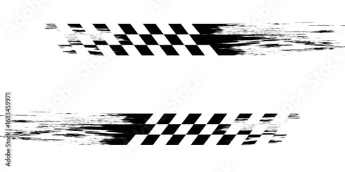 Racing stripes. Race flag. Checkered flag. Sport car decal stripes. Automotive graphics. Vector illustration