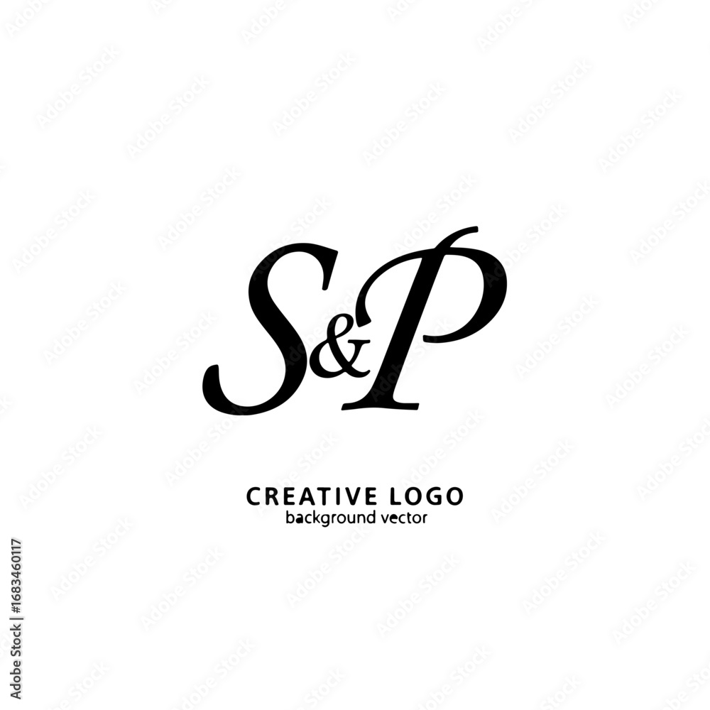 Fototapeta premium S&P Monogram logo, Minimalist Typographic Line Monogram Logo, SP Wedding monogram logo 