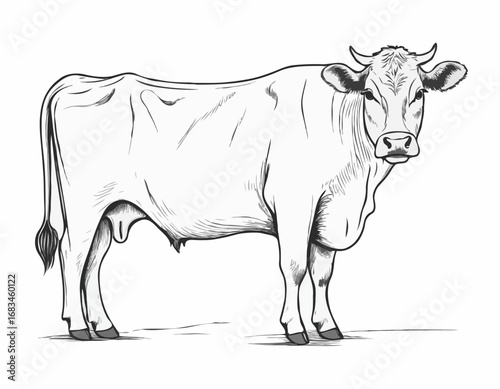 Farm cow hand drawn sketch illustration, Livestock