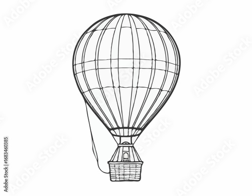 Hot air balloon aerostat sketch hand drawn Vector illustration.