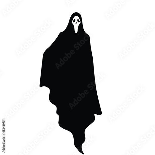 Scary ghost icon black silhouette white