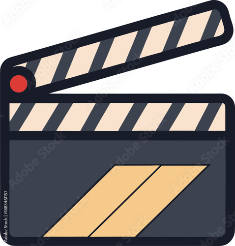
"Clapperboard icon, filmmaking theme, minimalist design"
