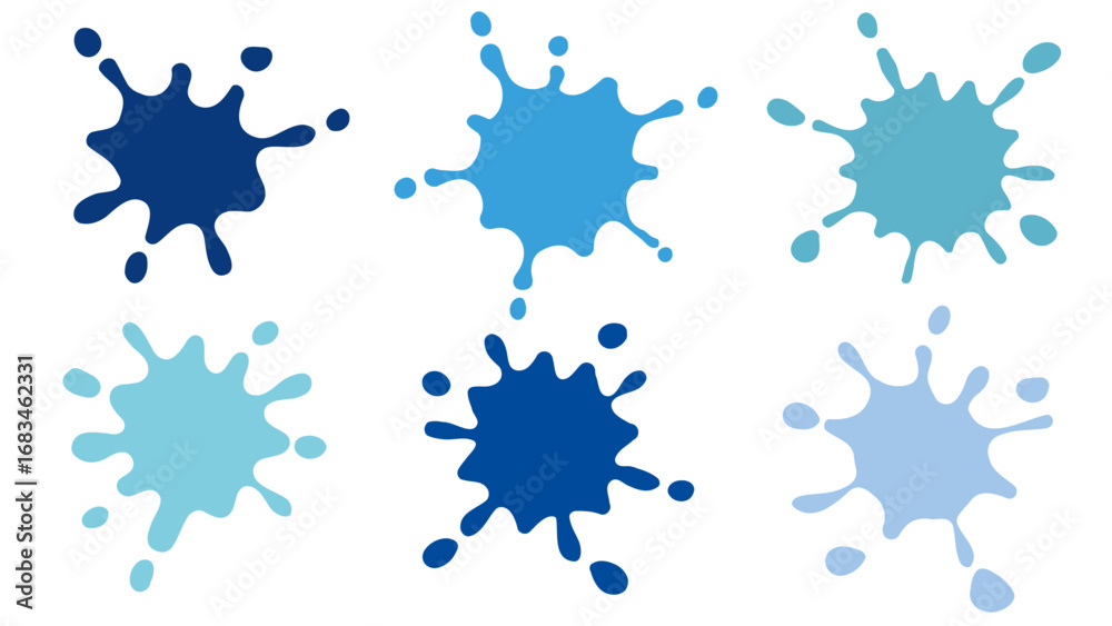 Fototapeta premium 青色のスプラッシュインクセット Blue splash ink set