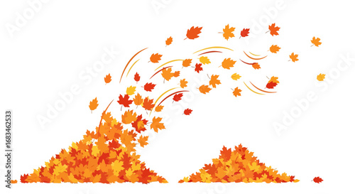 Autumn leaves blowing in the wind, a vibrant display of fall colors and seasonal change