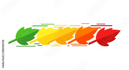 Vibrant abstract leaves transitioning through seasons, perfect for autumn themes and designs.
