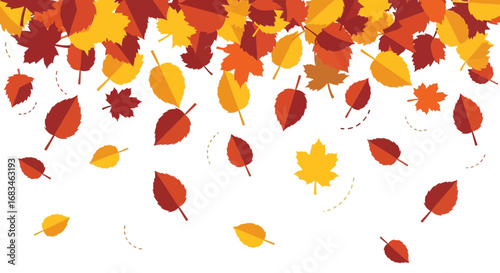 Falling autumn leaves in vibrant colors create a stunning seasonal backdrop perfect for design projects