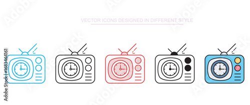 Tv Time icon design with white background stock illustration