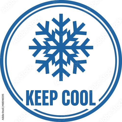 Circular icon with snowflake and text keep cool symbolizing temperature control and refreshment vector