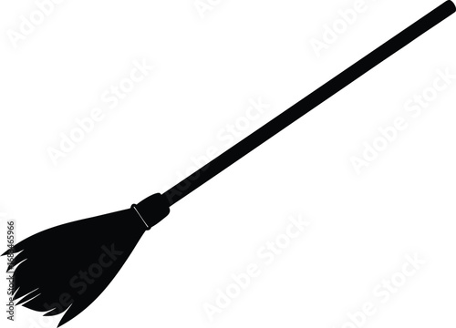 halloween broomstick silhouette vector illustration