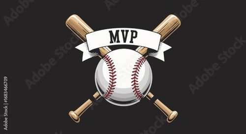 Sports Icon Vector SVG Illustration with Baseball Bat and Ball in Modern Flat Style with Neutral Colors