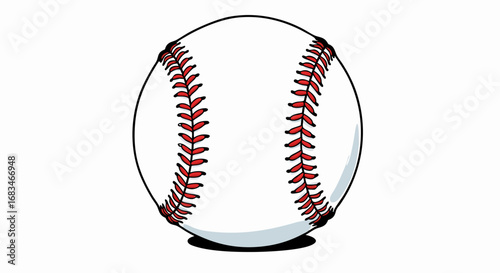 Minimalist Vector SVG Illustration of a Baseball with Red Stitching in Flat Design Style for Sports Branding