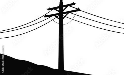 telecommunication pole wire silhouette vector illustration