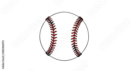 Minimalist Vector SVG Illustration of Baseball with Red and Black Stitching in Flat Style for Sports Branding