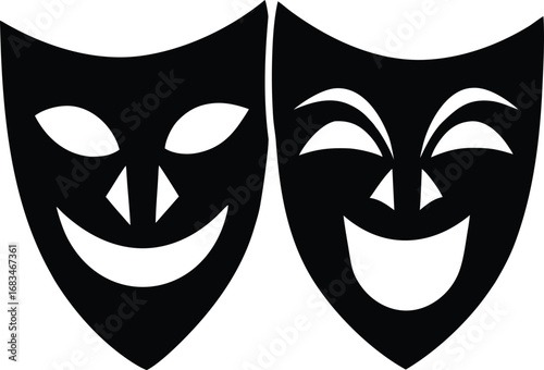 theatrical mask silhouette vector illustration