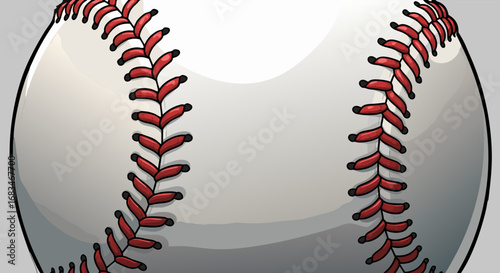 Vector SVG Illustration of Baseball with Red Stitching in Flat Modern Style for Sports Branding