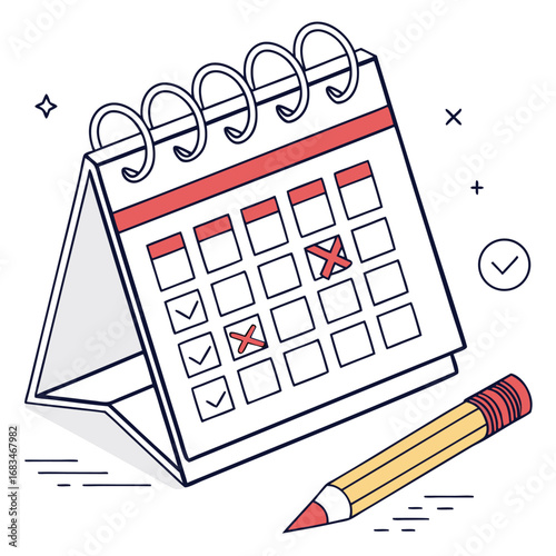 calendar and pencil