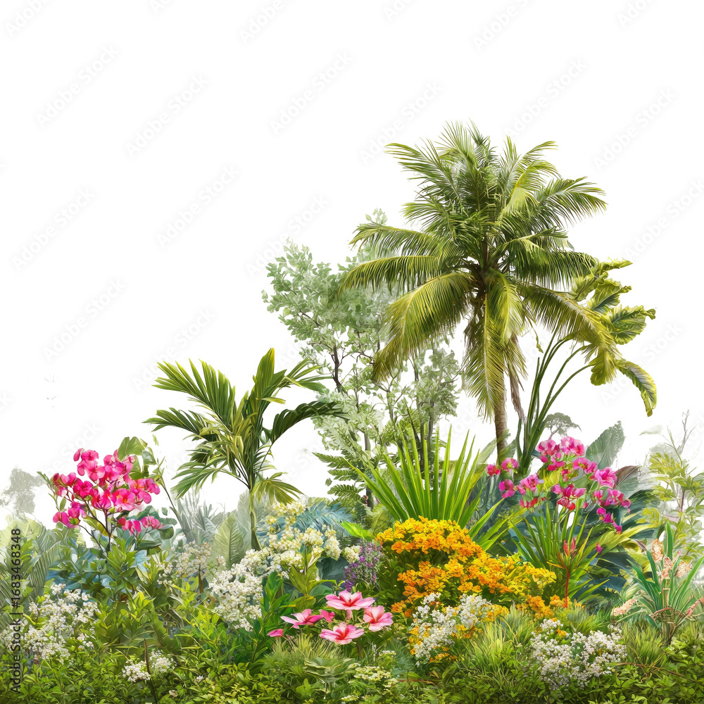 Fototapeta premium Lush tropical garden scene