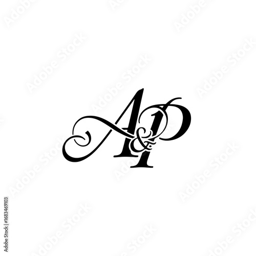 A&P Monogram logo, Minimalist Typographic Line Monogram Logo, AP Wedding monogram logo
