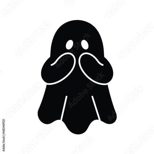 Shy ghost hiding face icon vector