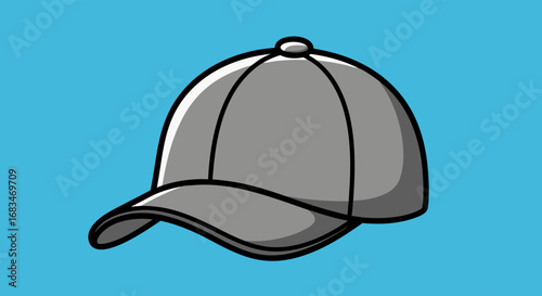 Minimalist Vector SVG Icon of Baseball Cap in Flat Design Style with Gray Colors for Sports and Fashion Applications