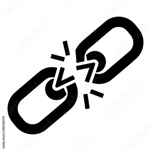 Broken link icon graphic vector illustration symbolizing disconnection or error