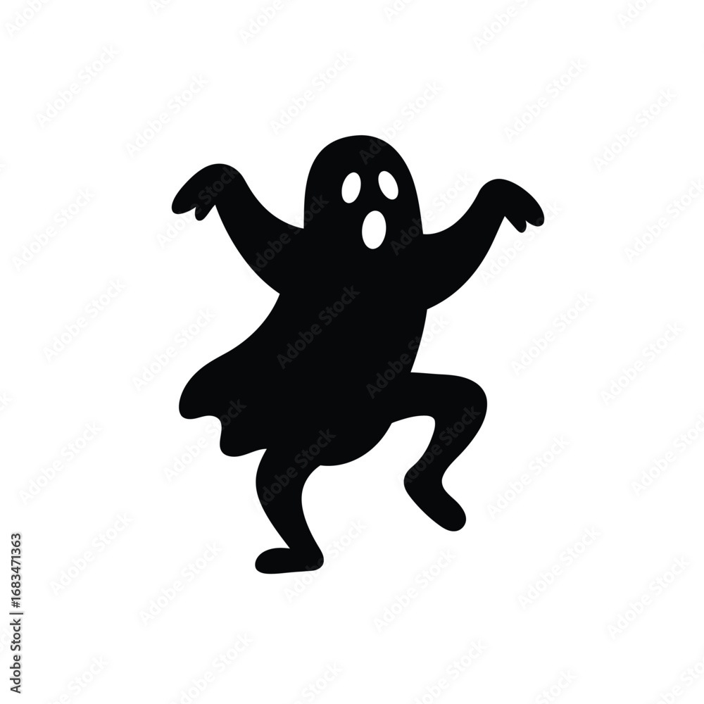 Obraz premium Black ghost dancing on white spooky